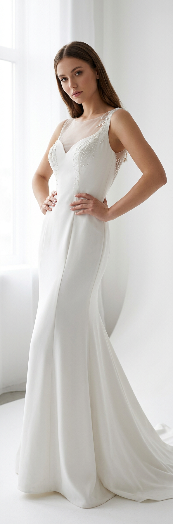 Robe marié longue perlé