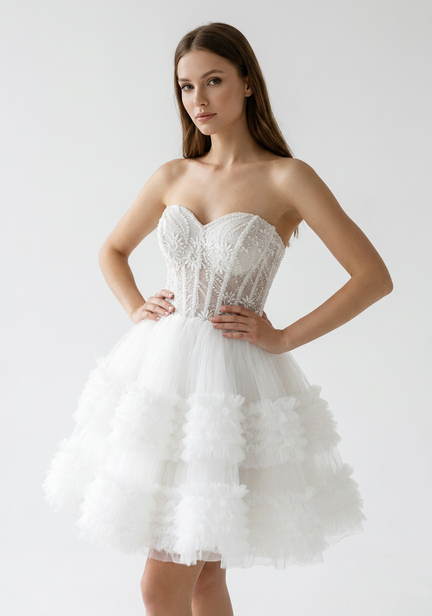 Robe marié pailleté courte