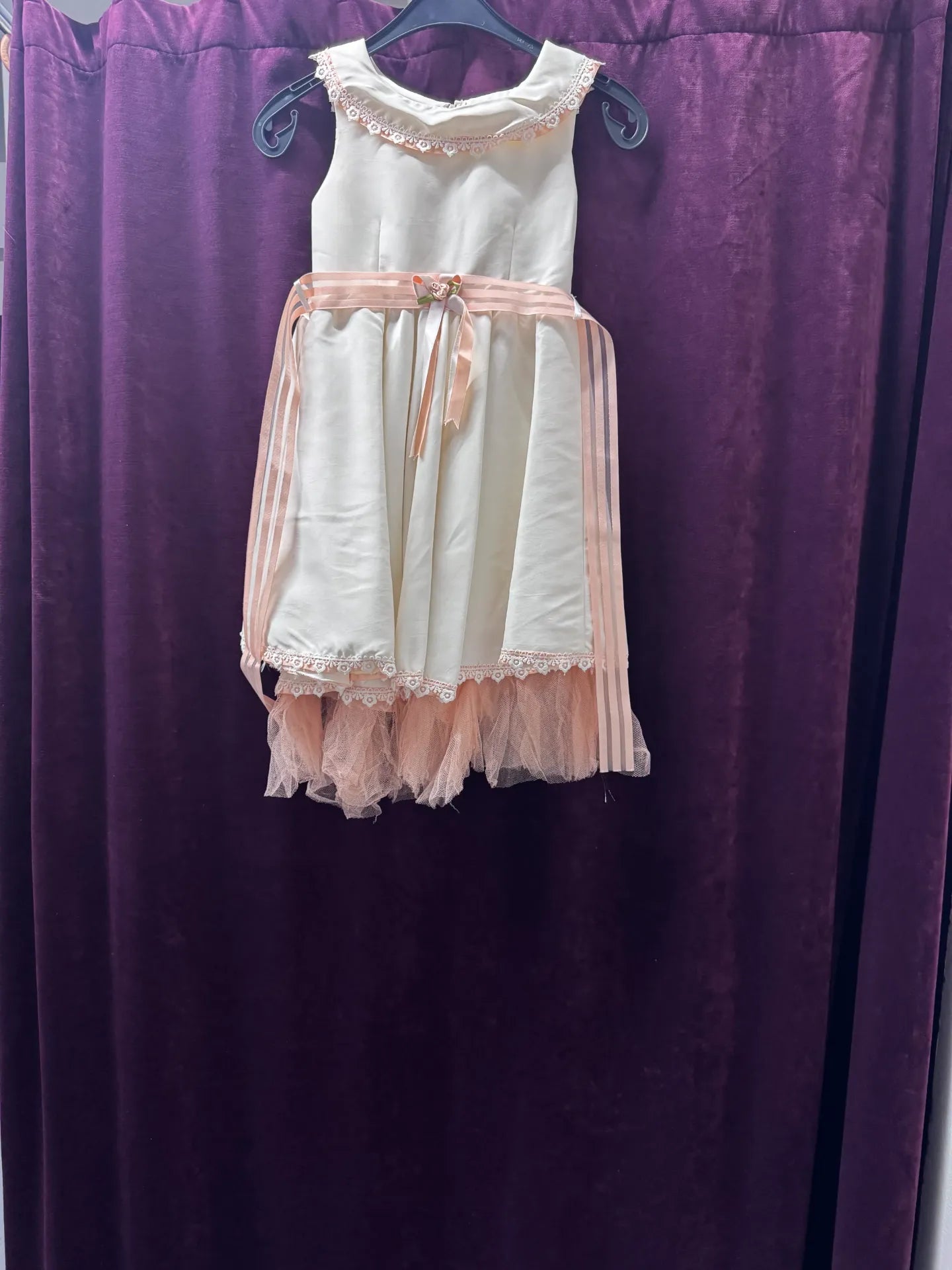 Robe Col Rond + Tulle Saumon