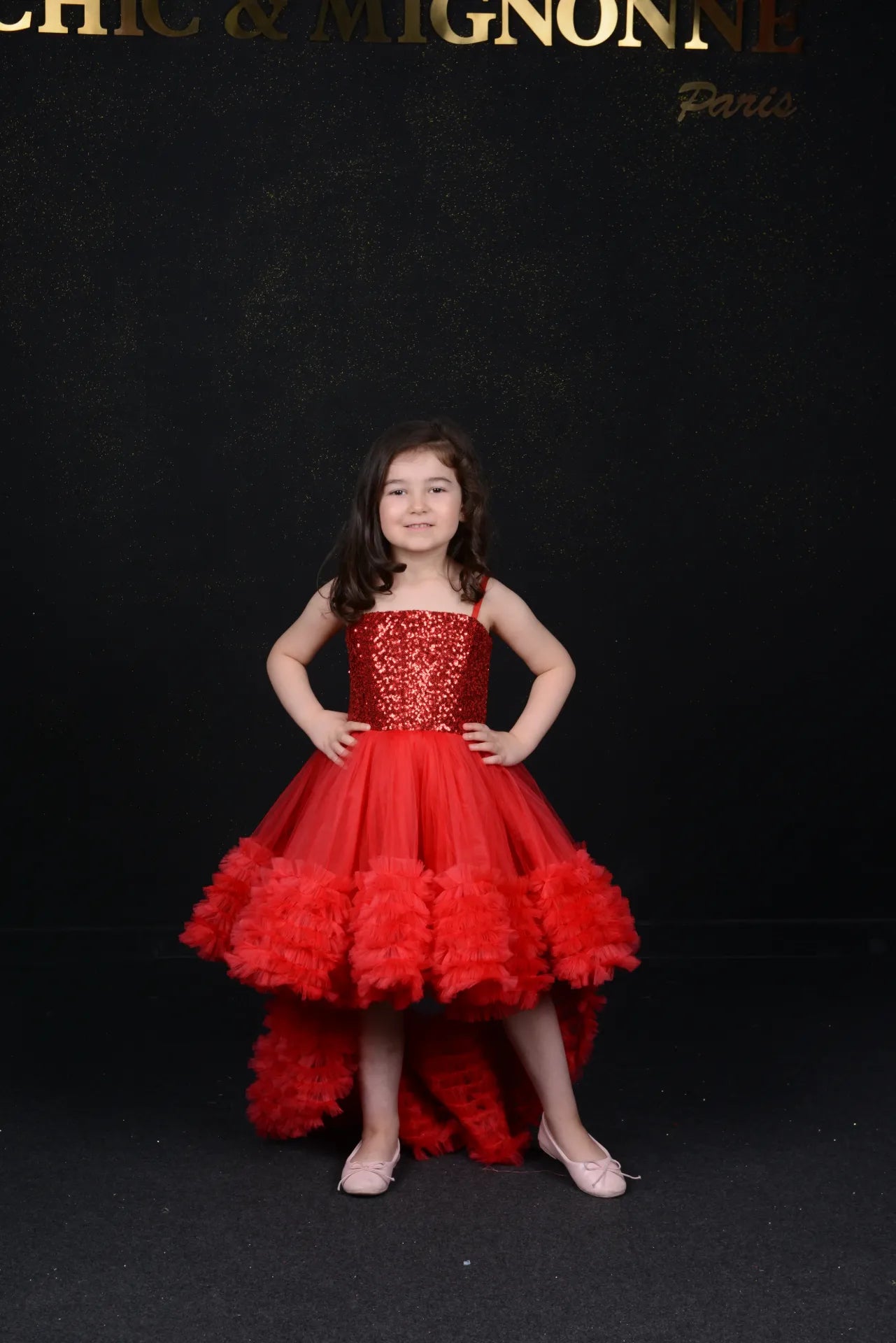 Robe enfant 6-10 pailleté rouge