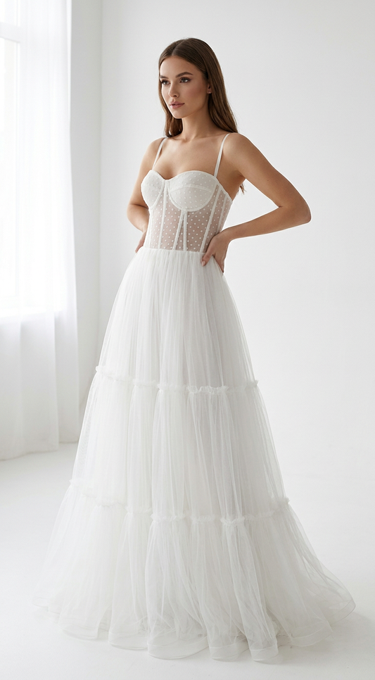 Robe marié en dentelle longue