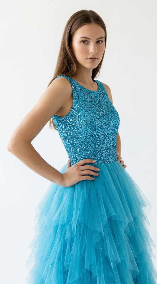 Robe bleu paillette